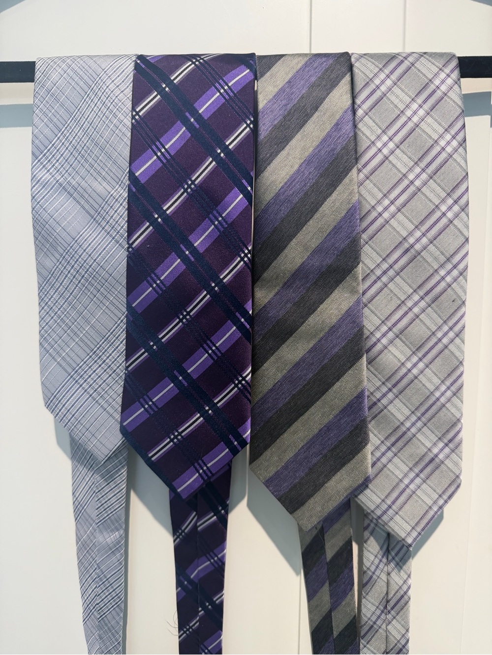 (4) Classic Men's Purple Plaid Tie - Unbranded